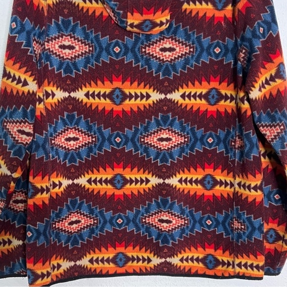 Dravus Aztec Southwestern Fleece Hooded Snap Button Pullover Jacket Size Medium - Picture 2 of 5